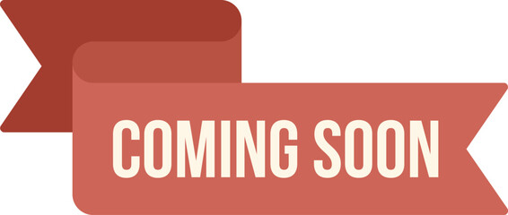 Sticker - Red ribbon banner announcing something coming soon