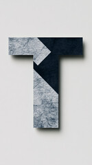 Wall Mural - A textured and bold letter T, with a blue and white color scheme.