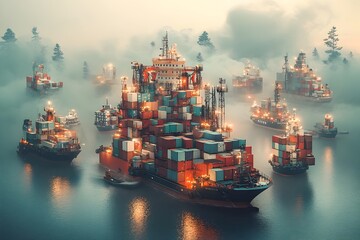 Poster - Cutting edge maritime freight carriers utilizing data analytics streamlined global trade networks and robotic cargo loading and unloading to drive efficiency productivity