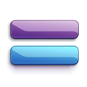 Vector flat style, simple clean lines illustration design of two long rectangular buttons in blue and purple colors on a white background design. Simple shapes design, no shadows design