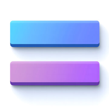 Vector flat style, simple clean lines illustration design of two long rectangular buttons in blue and purple colors on a white background design. Simple shapes design, no shadows design