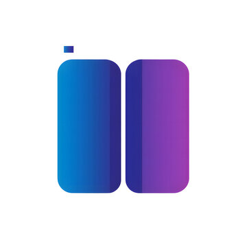 Vector flat style, simple clean lines illustration design of two long rectangular buttons in blue and purple colors on a white background design. Simple shapes design, no shadows design