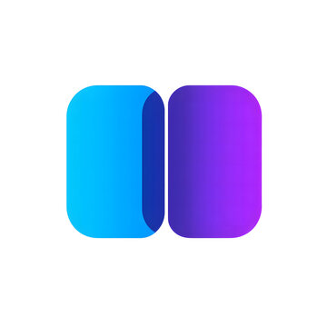 Vector flat style, simple clean lines illustration design of two long rectangular buttons in blue and purple colors on a white background design. Simple shapes design, no shadows design