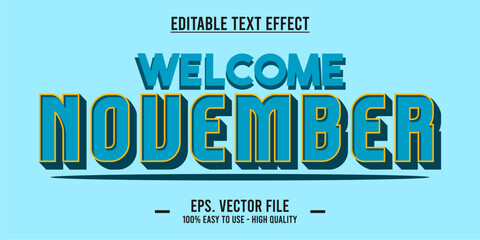 Fototapete - November word art illustration, editable text effect