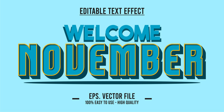 November word art illustration, editable text effect
