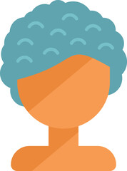 Sticker - Faceless female character showing short curly blue hair style, front view