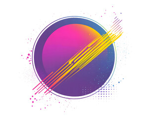 Fototapete - Vector illustration of a purple circle with a yellow line and blue shapes on a white background design, in a flat design style with simple shapes design