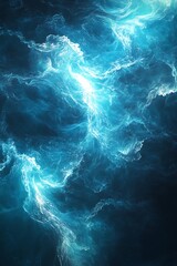 Aufkleber - A mesmerizing swirl of blue light and energy, resembling a cosmic scene filled with vibrant waves and ethereal textures.