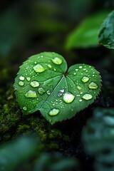 Canvas Print - Raindrops on green leaf after a summer shower