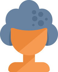 Poster - this vector illustration shows a person having a lot of thoughts represented by bubbles over his hea