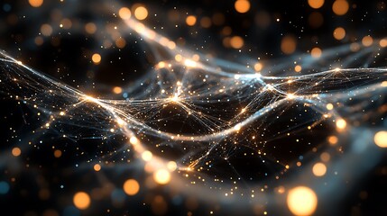 Poster - A stunning abstract image showcasing shimmering waves of light and particles, creating a mesmerizing, ethereal atmosphere.