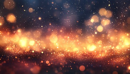 Poster - A vibrant background of glowing particles and bokeh lights, creating an enchanting atmosphere with warm, golden hues.