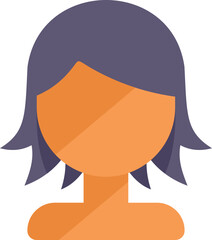 Poster - simple icon of a woman with dark hair and blank face, conveying anonymity and diversity