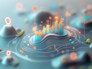 Poster - Captivating Digital of Blue Market Trading Chart Showcasing Precise Candlestick Patterns and Data Driven Visual Language Hinting at the Ebb and Flow of Financial Markets