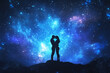 © Aisyaqilumar - A couple's silhouette against the backdrop of an ethereal galaxy, symbolizing their love as vast and infinite in space.