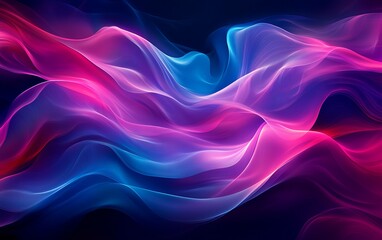 Aufkleber - A vibrant, flowing abstract digital artwork featuring waves of pink and blue hues against a dark background.