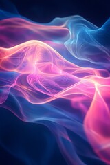 Poster - A vibrant, flowing abstract design featuring ethereal patterns of pink and blue light against a dark background.