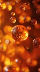 Poster - Bubbles in amber liquid with bokeh effect