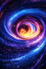 Aufkleber - A vibrant galaxy swirl, showcasing cosmic colors of blue, purple, and orange, filled with twinkling stars and a central glowing vortex.