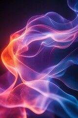 Poster - A vibrant, abstract swirl of colorful smoke or light, blending hues of blue, purple, and orange against a dark background.