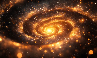 Aufkleber - A mesmerizing galaxy swirls with golden stars and cosmic dust, capturing the beauty and mystery of the universe.