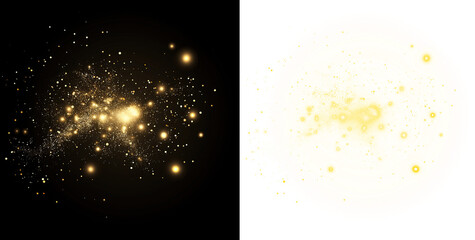 Wall Mural - sparkling golden particles on transparent background