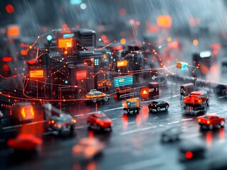 Poster - futuristic fluid connectivity of autonomous vehicles public transit and data flows in a smart techno