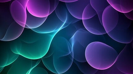 Poster - A vibrant abstract design featuring translucent bubbles in shades of purple, teal, and blue, creating a dreamy, fluid visual effect.
