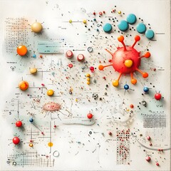 Poster - vibrant and creative digital portraying an collage of key elements related to insulin production suc