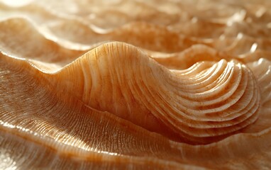 Aufkleber - A close-up of a textured shell showcasing intricate patterns and soft hues, highlighting the beauty of natural marine elements.