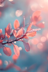 Wall Mural - Soft pink leaves with bokeh background, nature photo