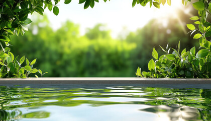 Aufkleber - Serene water reflection in natural setting