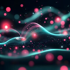 Poster - Futuristic digital data analysis with fluid overlapping geometric forms and dynamic energy flow visualization