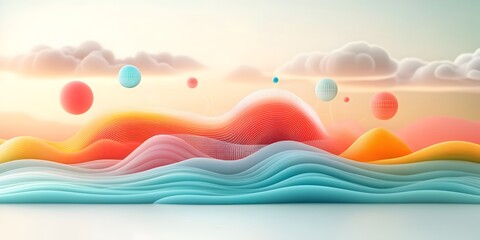 Poster - Captivating digital data landscape with organic undulating shapes and cascading data streams executed in a vibrant prismatic color palette with a cinematic sci fi aesthetic set against a vast