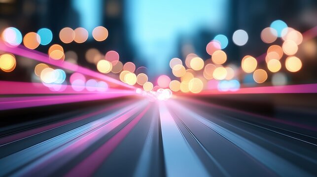 A blurred background of colorful light streaks, conveying a sense of movement and energy, ideal for abstract or futuristic designs.