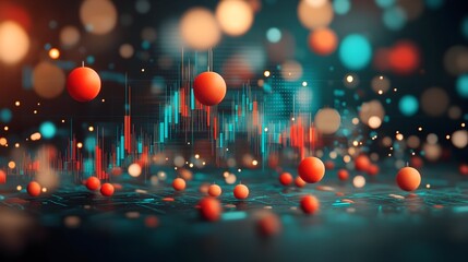 Poster - Vibrant Macro Close Up of Futuristic Market Data Visualization with Detailed Analytical Charts and Graphs Depicting Financial Information Technical Analysis and Digital Technology