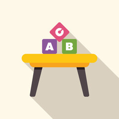 Poster - This captivating image features colorful alphabet blocks arranged on a small table, symbolizing early childhood education and the joy of learning through play