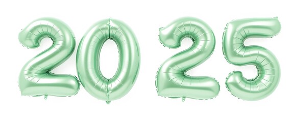 2025 number balloon light green color For new year. White background