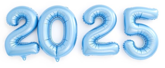 2025 number balloon light blue For new year. White background