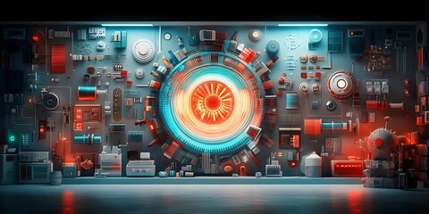 Poster - Layered kaleidoscopic digital texture with intersecting crystalline forms dynamic iridescent lighting and a procedural data visualization aesthetic
