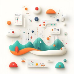Poster - Minimalist digital design with clean lines subtle textures and dynamic data visualizations  Flowing organic forms muted chromatic gradients