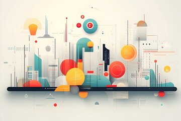 Poster - Sophisticated digital design with muted tones refined textures and data driven graphics in a dynamic infographic composition with cinematic lighting and a clean precise