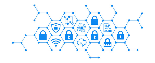 security concept safe network it security blockchain vector illustration