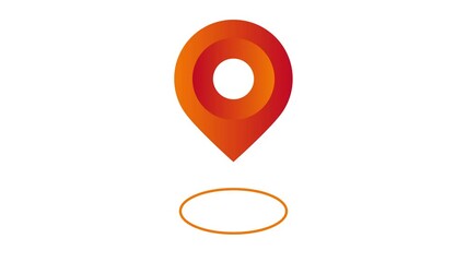 Poster - 3d animation of GPS icon in red color on white background. pin location animated 3d.
