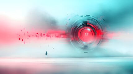 Poster - Captivating digital realm showcasing dynamic data visualizations intricate abstract geometric patterns and gleaming hi tech accents creating a futuristic cinematic landscape with intricate details