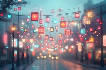 Aufkleber - ethereal digital realm with prismatic fractals luminous connectivity and levitating information node