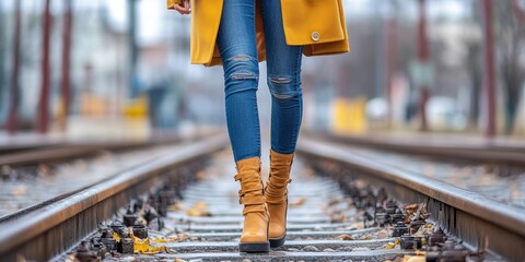 Fashionable Commuter: Create an image of a stylish individual walking confidently in an urban setting, emphasizing fashion and mobility.