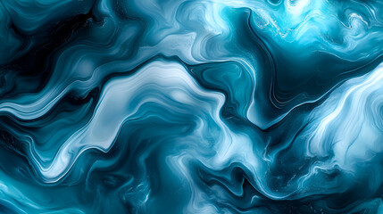 Aufkleber - Swirling abstract blue and white patterns creating a mesmerizing ocean-like texture in a digital artwork