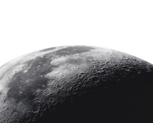 Wall Mural - A monochrome photo of the moon's surface with a high contrast image style. in transparent background