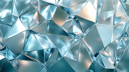 Aufkleber - Abstract arrangement of reflective, crystalline shapes with varying angles and light in a blue tone in a modern design setting